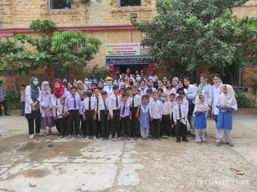 Dow Dental College promotes oral health at Government Boys Secondary School Kotwal Building