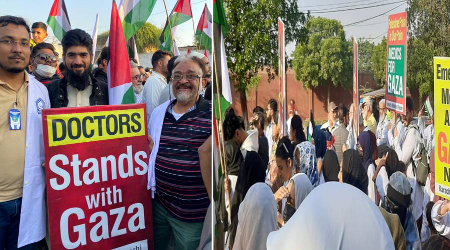 Doctors, paramedics rally for aid to Gaza